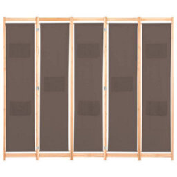 Walplus 5-Panel Room Divider Brown 200X170X4 Cm Fabric - thumbnail 2