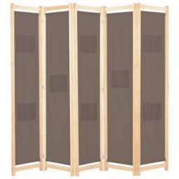 Walplus 5-Panel Room Divider Brown 200X170X4 Cm Fabric - thumbnail 1