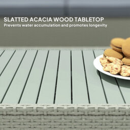 Outsunny 4 Piece Rattan Garden Furniture Set With Cushions, Light Grey - thumbnail 6