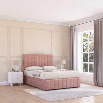 Sloomy California Divan Bed Set With 2 Drawers Footend - Plush Velvet - image 1