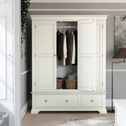 Colette Cream Triple Wardrobe With 2 Drawers - By Roseland Furniture - thumbnail 2