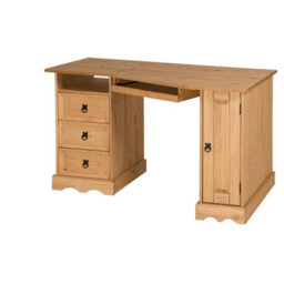 Corner Computer Desk Office Table Mexican Solid Wood Pine Wooden Mercers - thumbnail 4