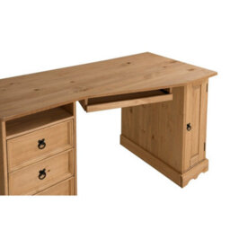 Corner Computer Desk Office Table Mexican Solid Wood Pine Wooden Mercers - thumbnail 3