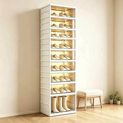 9Layers Plastic Shoe Storage Box Dust Proof Foldable Boxes Trainers Organiser - image 1
