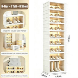 9Layers Plastic Shoe Storage Box Dust Proof Foldable Boxes Trainers Organiser - thumbnail 2