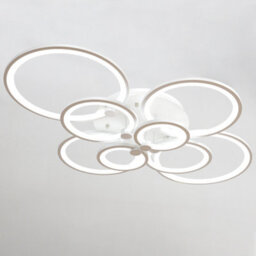 Darphe Nordic-Inspired 8-Ring Led Semi-Flush Mount Ceiling Light - Modern Metal & Acrylic Design, Cool White - thumbnail 4