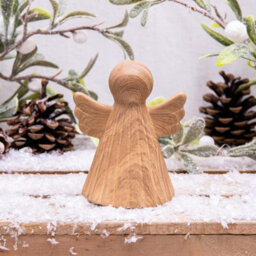 Annibells  2 Porcelain Angels Carved Wood Effect Christmas Ornaments - thumbnail 2