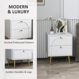 Wyld Haus Leri Kama Set Of 2 White Bedside Tables 2 Drawers With Gold Handles - thumbnail 6