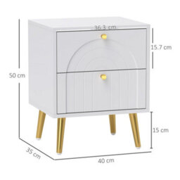 Wyld Haus Leri Kama Set Of 2 White Bedside Tables 2 Drawers With Gold Handles - thumbnail 3