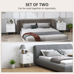 Wyld Haus Leri Kama Set Of 2 White Bedside Tables 2 Drawers With Gold Handles - thumbnail 4