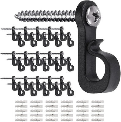 30-Pack Screw-In Light Hooks For Outdoor String, Fairy & Christmas Lights-Durable Patio & Indoor Hanging Clips, Mounting Hardware - image 1