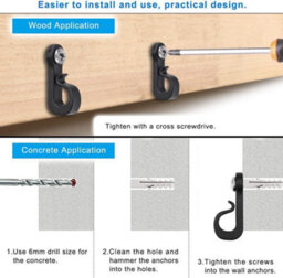 30-Pack Screw-In Light Hooks For Outdoor String, Fairy & Christmas Lights-Durable Patio & Indoor Hanging Clips, Mounting Hardware - thumbnail 5