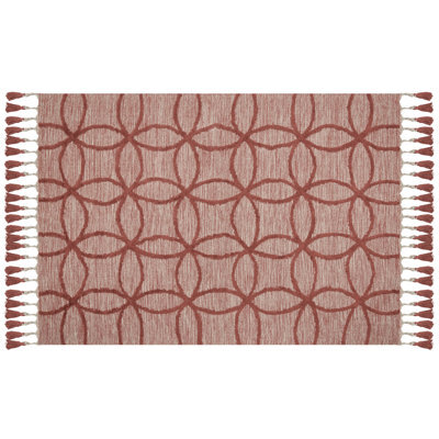 Wyld And Coco Red Cotton Area Rug 160 X 230 Cm - Hand-Tufted Boho Geometric Design - image 1