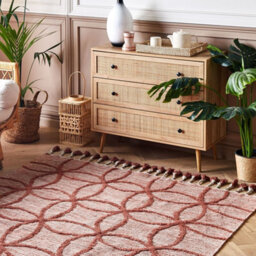 Wyld And Coco Red Cotton Area Rug 160 X 230 Cm - Hand-Tufted Boho Geometric Design - thumbnail 2