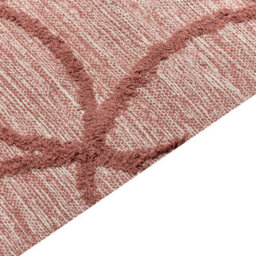 Wyld And Coco Red Cotton Area Rug 160 X 230 Cm - Hand-Tufted Boho Geometric Design - thumbnail 5