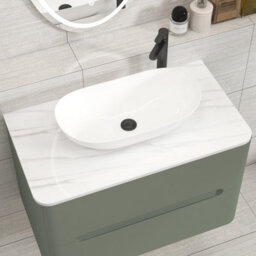 Royal Bathrooms Venice 800mm Sage Green Wall Mounted Bathroom Countertop Vanity Unit 2 Drawer With Cesar Basin - thumbnail 6