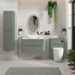 Royal Bathrooms Venice 800mm Sage Green Wall Mounted Bathroom Countertop Vanity Unit 2 Drawer With Cesar Basin - thumbnail 4