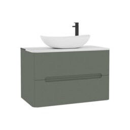 Royal Bathrooms Venice 800mm Sage Green Wall Mounted Bathroom Countertop Vanity Unit 2 Drawer With Cesar Basin - thumbnail 7