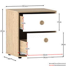 Lassic Junior Vida Neptune White & Oak 3 Piece Bedroom Furniture Set - Desk, Bedside Table, Wardrobe - thumbnail 4