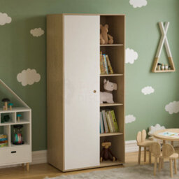 Lassic Junior Vida Neptune White & Oak 3 Piece Bedroom Furniture Set - Desk, Bedside Table, Wardrobe - thumbnail 6