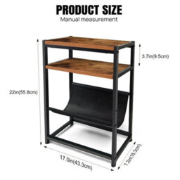 43X18X55Cm Slim Side Table Narrow End Table Bedside Tables Small Table Metal Frame Bedroom - thumbnail 2
