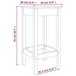 Vidaxl Bar Chairs 2 Pcs White 40X40X78 Cm Solid Wood Pine Bar Chairs - thumbnail 6