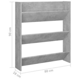 Berkfield Wall Shoe Cabinet Concrete Grey 80X18X90 Cm Engineered Wood - thumbnail 6