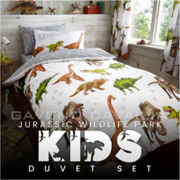 Gaveno Cavailia Luxury Kids Printed Dinosaur Multi Single Duvet Cover With Matching Pillowcase Bedding Set - thumbnail 6