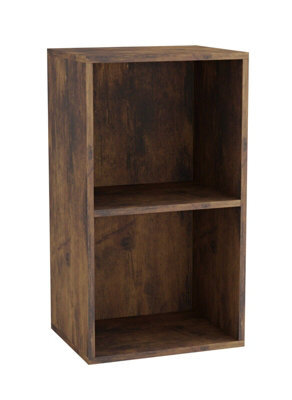 Urbn-Living Urbnliving Height 53.6Cm 2 Shelf Wooden Bookcase Shelving Colour Rustic Brown Display Storage Shelf Unit Shelves - image 1