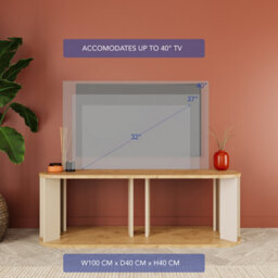 Tv Stand-114 Cm Small Tv Unit & Oak Tv Stand For 40'' Tvs,small Tv Cabinet, Modern Grey & Warm Oak - thumbnail 2