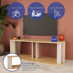 Tv Stand-114 Cm Small Tv Unit & Oak Tv Stand For 40'' Tvs,small Tv Cabinet, Modern Grey & Warm Oak - thumbnail 3