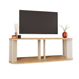 Tv Stand-114 Cm Small Tv Unit & Oak Tv Stand For 40'' Tvs,small Tv Cabinet, Modern Grey & Warm Oak