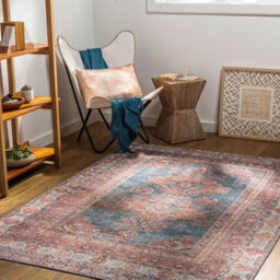 Livabliss Colin-Washable Brown Grey Blue Traditionnal Vintage Boho Living Dining Rug 160 X 220 Cm Easy Care, Non Shedding - thumbnail 2