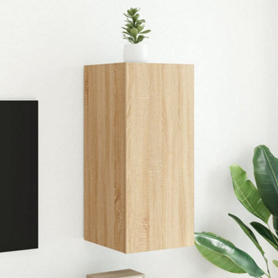 Walplus Tv Wall Cabinet With Led Lights Sonoma Oak 30.5X35X70 Cm - image 1