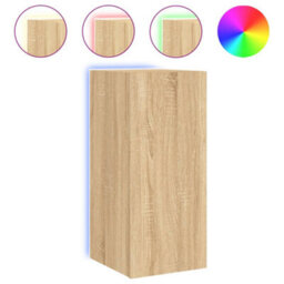 Walplus Tv Wall Cabinet With Led Lights Sonoma Oak 30.5X35X70 Cm - thumbnail 2