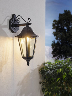 Eglo Navedo Black Metal And Glass Ip44 Outdoor Wall Light, (D) 20Cm - image 1