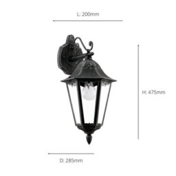 Eglo Navedo Black Metal And Glass Ip44 Outdoor Wall Light, (D) 20Cm - thumbnail 4