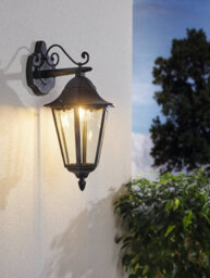 Eglo Navedo Black Metal And Glass Ip44 Outdoor Wall Light, (D) 20Cm - thumbnail 1