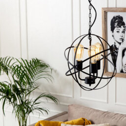 Valuelights Dalton Satin Black 3 Way Atom Design Ceiling Light Fitting - Led Filament Amber Tinted Bulbs In Warm White - thumbnail 5