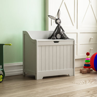 Lassic Bath Vida Priano Toy Box Storage Ottoman Chest, White - image 1