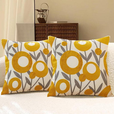Set Of 2 Soft Floral Pattern Cushion Covers - 45 X Cm For Bedroom, Sofa - image 1