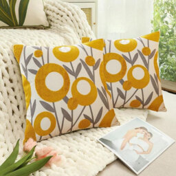 Set Of 2 Soft Floral Pattern Cushion Covers - 45 X Cm For Bedroom, Sofa - thumbnail 3