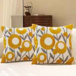 Set Of 2 Soft Floral Pattern Cushion Covers - 45 X Cm For Bedroom, Sofa - thumbnail 1