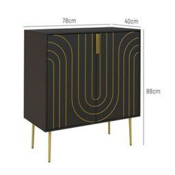 Wyld Haus Mose Black And Gold Art Deco Sideboard - 2 Doors, Adjustable Shelves, Copper-Plated Legs - thumbnail 3
