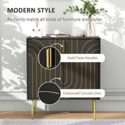 Wyld Haus Mose Black And Gold Art Deco Sideboard - 2 Doors, Adjustable Shelves, Copper-Plated Legs - thumbnail 4