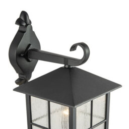 Happy Homewares Classic Matte Black Die-Cast Aluminium Metal Exterior Lantern Wall Light Fitting - thumbnail 5