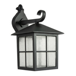 Happy Homewares Classic Matte Black Die-Cast Aluminium Metal Exterior Lantern Wall Light Fitting - thumbnail 2