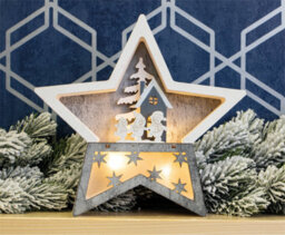 Netagon Home Festive Battery Powered Wooden Light Up Christmas Star With Internal Led's - thumbnail 3