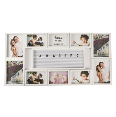 Arpan Multi Aperture Personalised Photo Picture Frame Alphabet Or Number Holds 10 Photos (White) - image 1