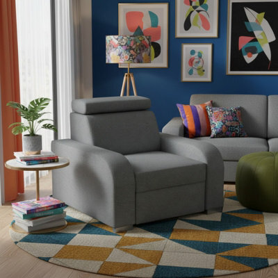 Oslo M 1 Armchair With Adjustable Headrest Mdf And Particle Board Frame Upholstered Back 105X100X85 100Cm Dark Grey - image 1